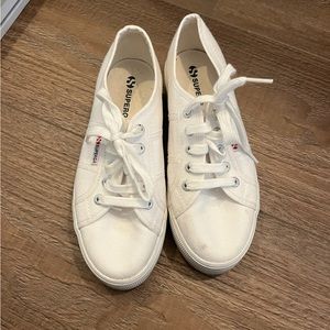 Superga White Platform Shoes